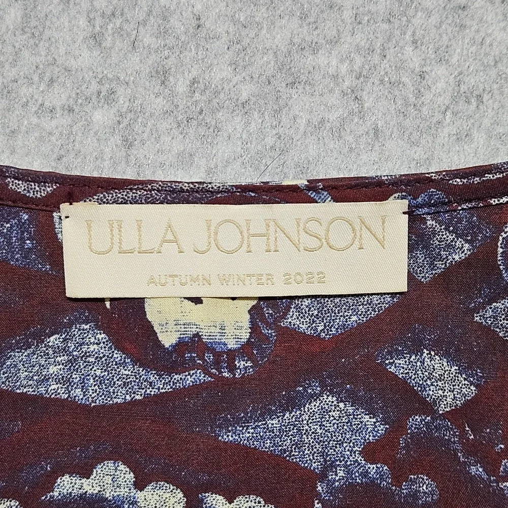Ulla Johnson Floral Tie Front Blouse Puff Sleeve Bohemian Top Size 4